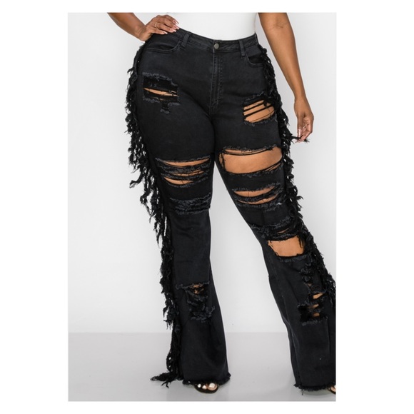 ➕ Side Fringe Flare Jeans - Picture 7 of 8